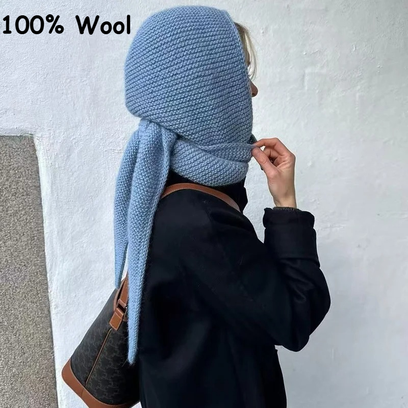 Wool Balaclava Knit - 100% Wool Big Sophie Scarf Oversize