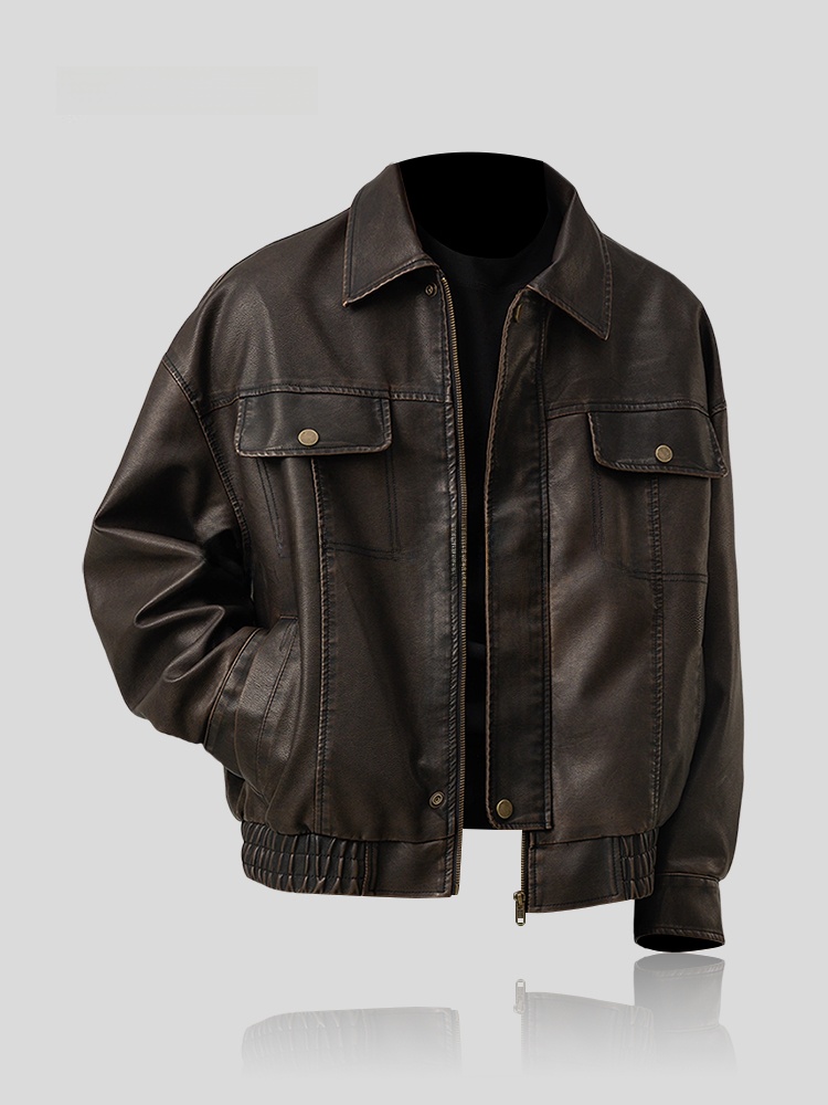 Winter Sun Clothing - Trendy Loose Men's Leather Jacket American