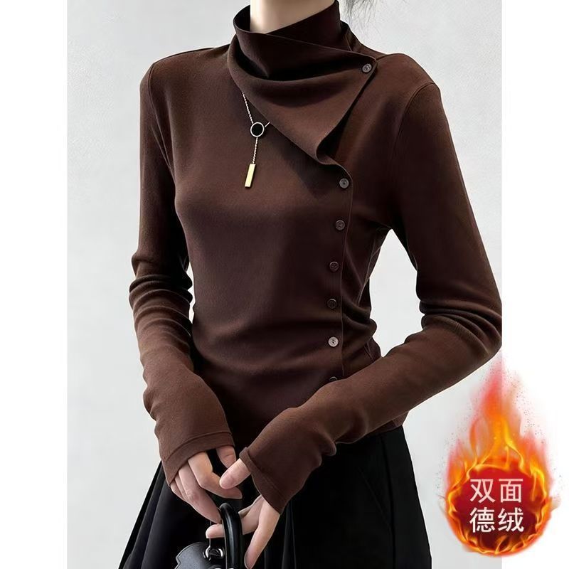 Winter Clothing Trends For Women - Button Irregular Button Patchwork Trend T