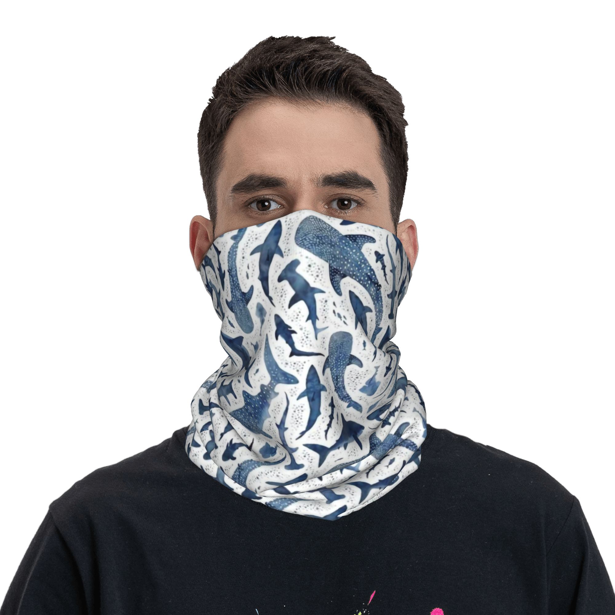 Custom Blue Watercolour Shark  - огляд і ціна Wool Balaclava Knit