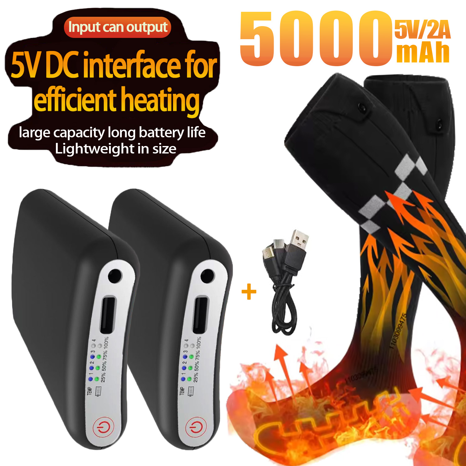 Durable 5000mAh 5V Battery APP - огляд і ціна Heated Insole Rechargeable