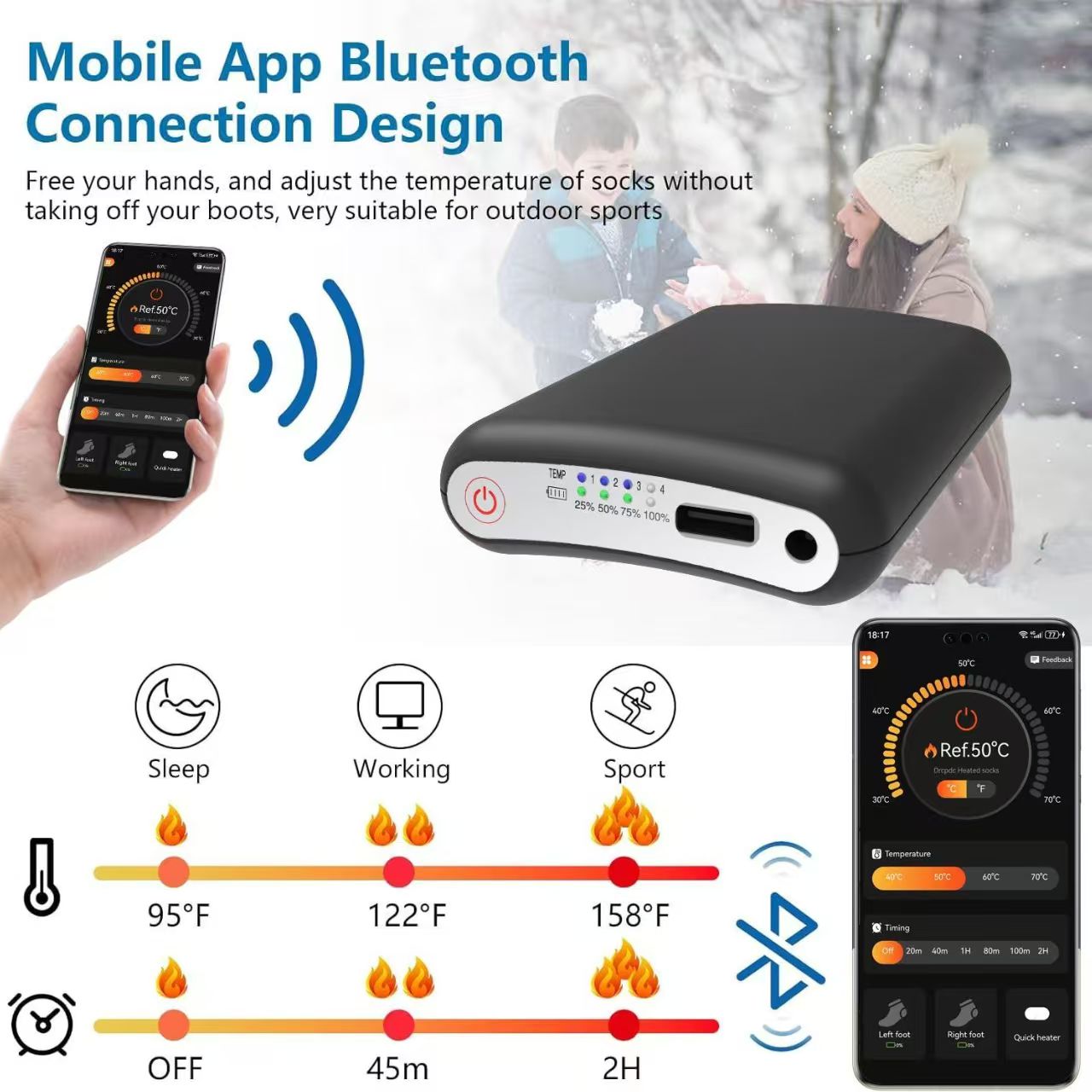 Durable 5000mAh 5V Battery APP - огляд і ціна Heated Insole Rechargeable