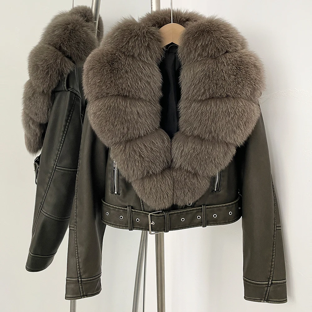 Faux PU Leather Jacket Natural - огляд і ціна Winter Clothing Store